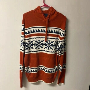 Sweater American Eagle Outfitter Men's Medium  Snowflake Hooded Sweater Cardigan